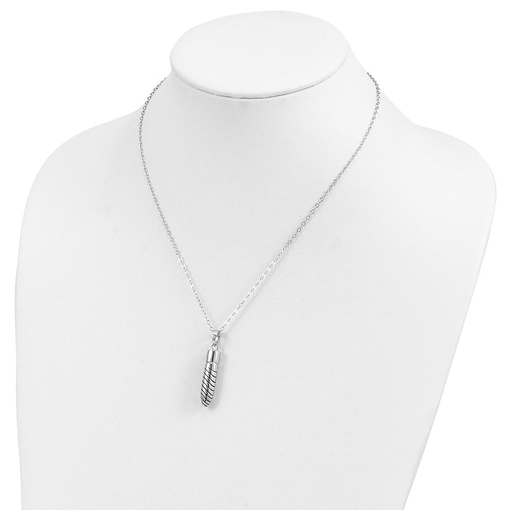 Sterling Silver Sentimental Expressions Rhodium-Plated Antiqued Lined Bullet Ash Holder 18 Inch Necklace
