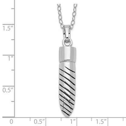 Sterling Silver Sentimental Expressions Rhodium-Plated Antiqued Lined Bullet Ash Holder 18 Inch Necklace