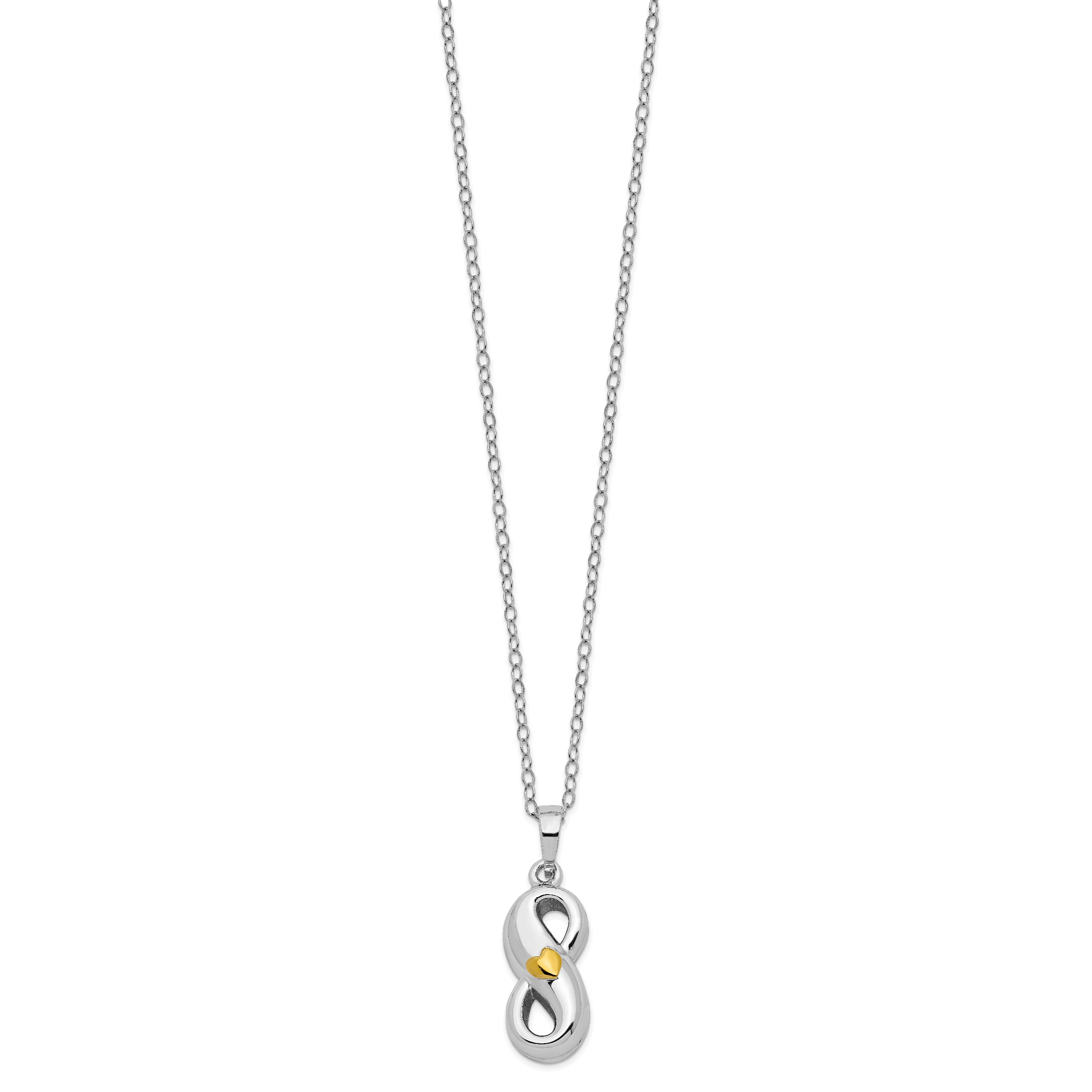 Sterling Silver Sentimental Expressions Rhodium-Plated Gold-Tone Heart Accent Infinite Love Ash Holder 18 Inch Necklace