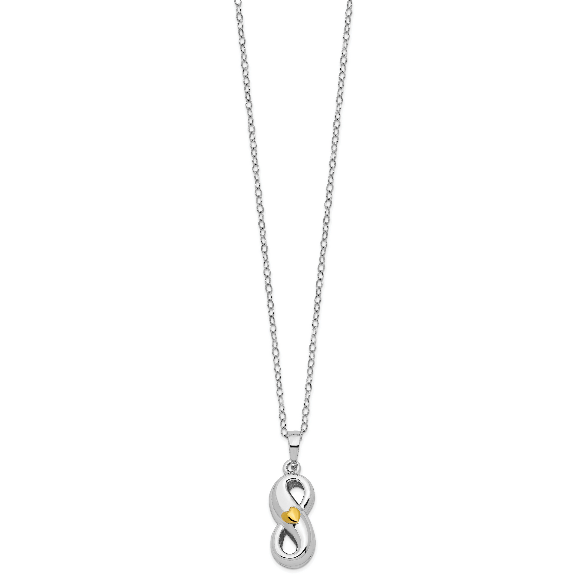 Sterling Silver Sentimental Expressions Rhodium-Plated Gold-Tone Heart Accent Infinite Love Ash Holder 18 Inch Necklace