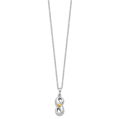 Sterling Silver Sentimental Expressions Rhodium-Plated Gold-Tone Heart Accent Infinite Love Ash Holder 18 Inch Necklace