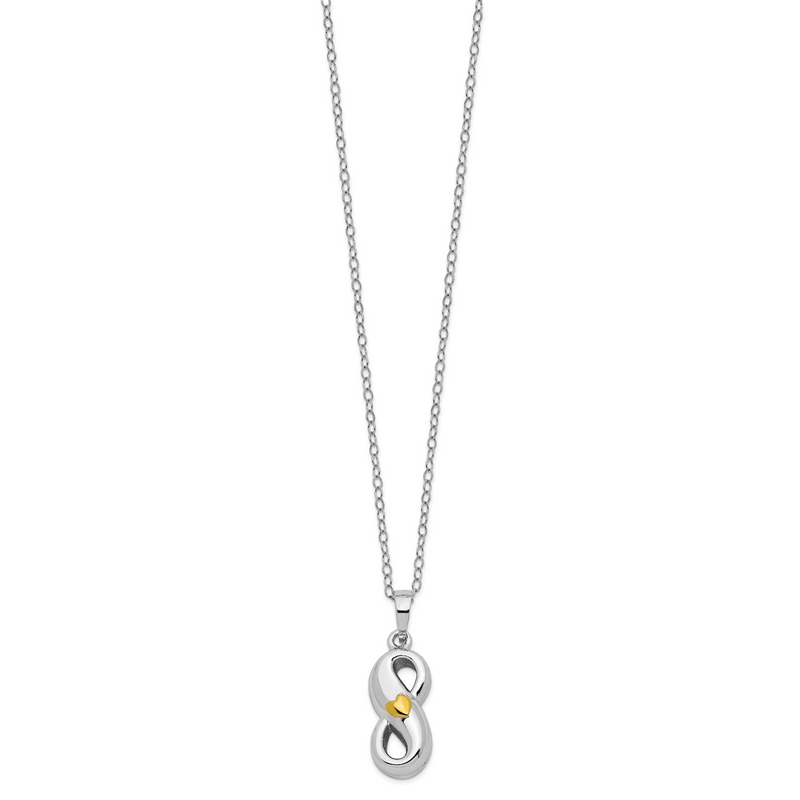 Sterling Silver Sentimental Expressions Rhodium-Plated Gold-Tone Heart Accent Infinite Love Ash Holder 18 Inch Necklace