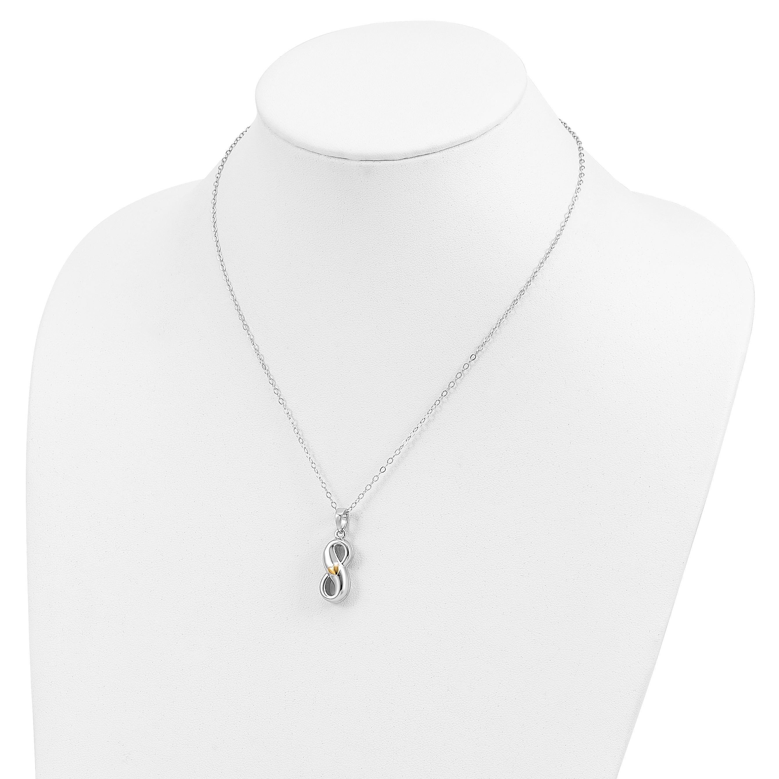 Sterling Silver Sentimental Expressions Rhodium-Plated Gold-Tone Heart Accent Infinite Love Ash Holder 18 Inch Necklace