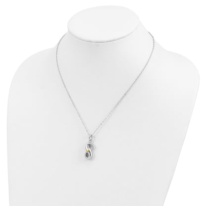 Sterling Silver Sentimental Expressions Rhodium-Plated Gold-Tone Heart Accent Infinite Love Ash Holder 18 Inch Necklace