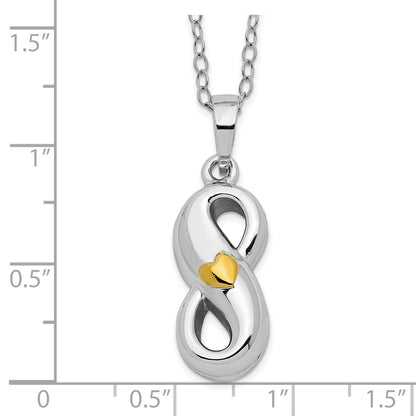 Sterling Silver Sentimental Expressions Rhodium-Plated Gold-Tone Heart Accent Infinite Love Ash Holder 18 Inch Necklace