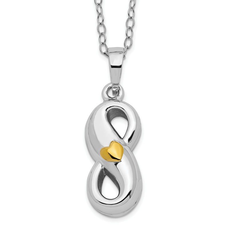 Sterling Silver Sentimental Expressions Rhodium-Plated Gold-Tone Heart Accent Infinite Love Ash Holder 18 Inch Necklace