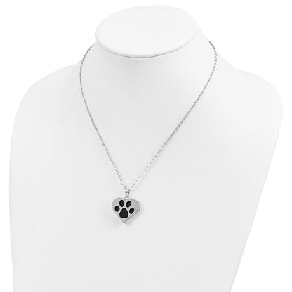 Sterling Silver Sentimental Expressions Rhodium-Plated Antiqued Black Paw In Heart Ash Holder 18 Inch Necklace