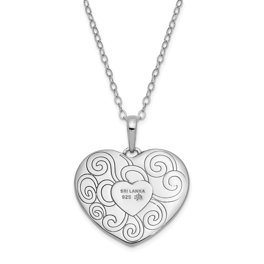 Sterling Silver Sentimental Expressions Rhodium-Plated Antiqued In My Heart 18 Inch Necklace