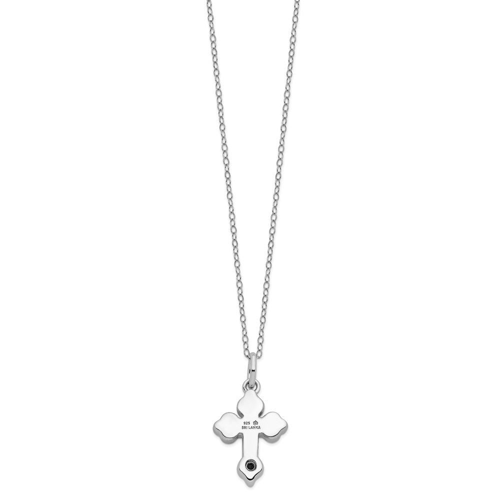 Sterling Silver Sentimental Expressions Rhodium-Plated Matted Cross Ash Holder 18 Inch Necklace