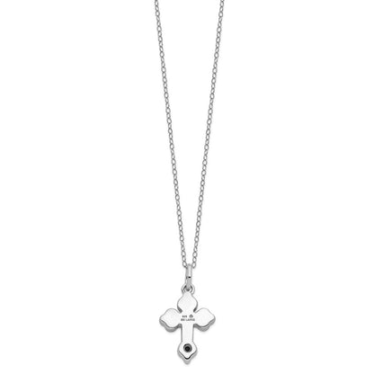 Sterling Silver Sentimental Expressions Rhodium-Plated Matted Cross Ash Holder 18 Inch Necklace