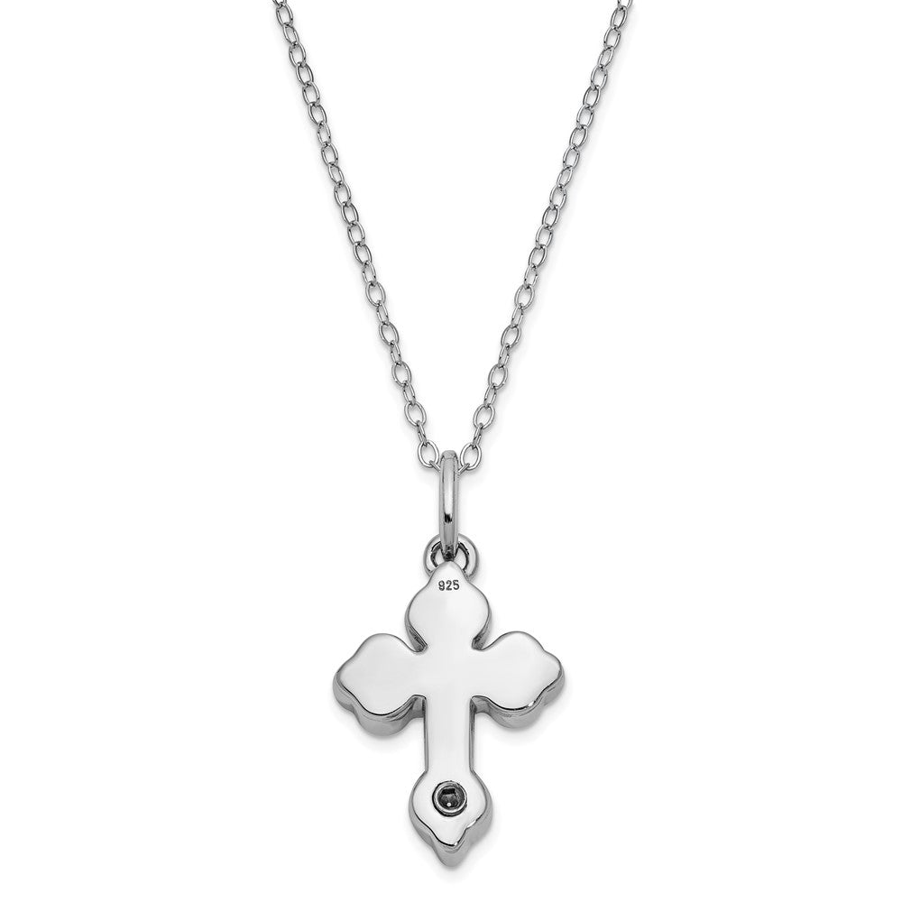 Sterling Silver Sentimental Expressions Rhodium-Plated Matted Cross Ash Holder 18 Inch Necklace