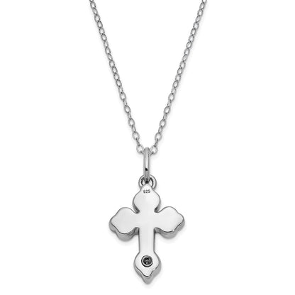 Sterling Silver Sentimental Expressions Rhodium-Plated Matted Cross Ash Holder 18 Inch Necklace