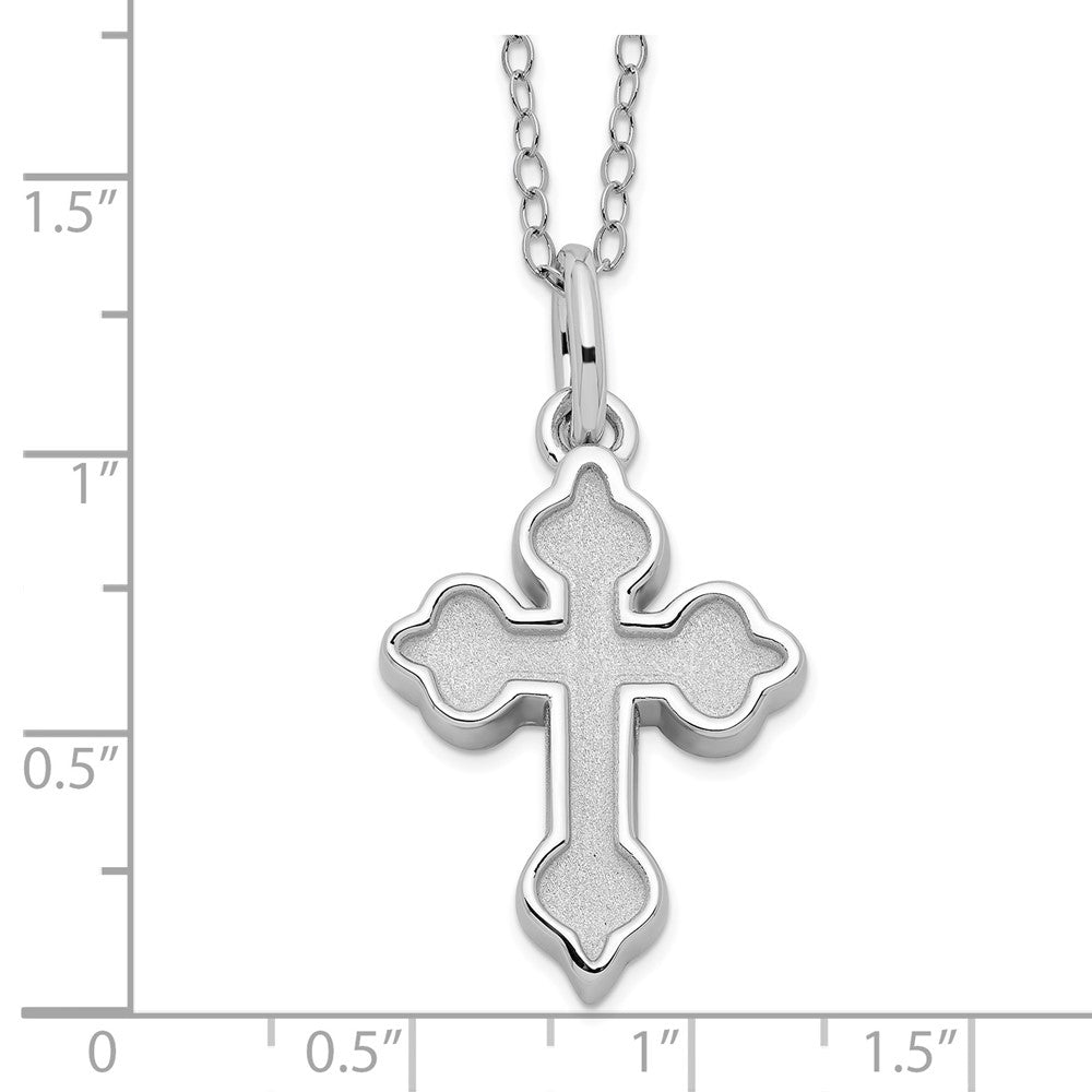 Sterling Silver Sentimental Expressions Rhodium-Plated Matted Cross Ash Holder 18 Inch Necklace