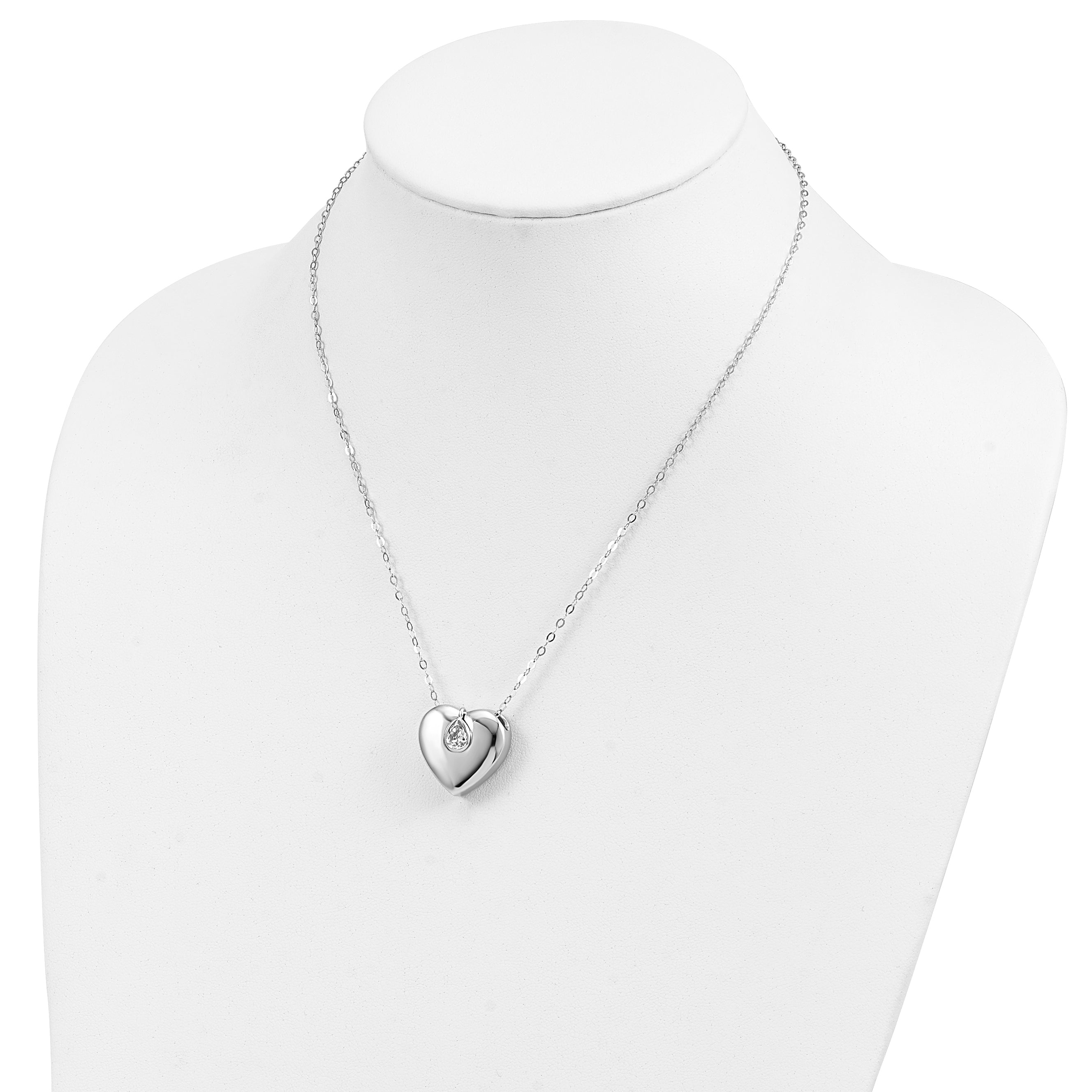 Sterling Silver Sentimental Expressions Rhodium-Plated Cz Missing You Ash Holder 18 Inch Necklace