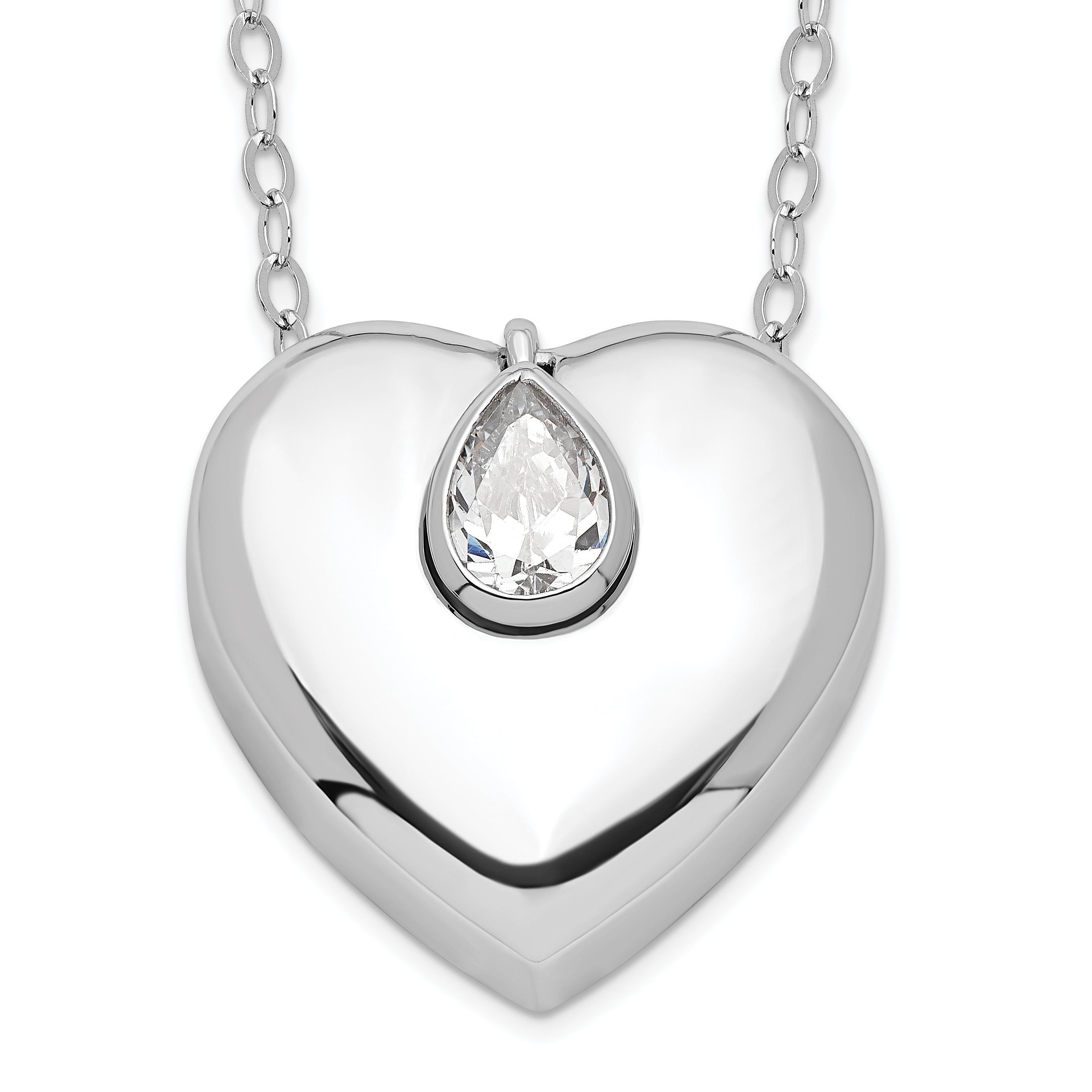 Sterling Silver Sentimental Expressions Rhodium-Plated Cz Missing You Ash Holder 18 Inch Necklace