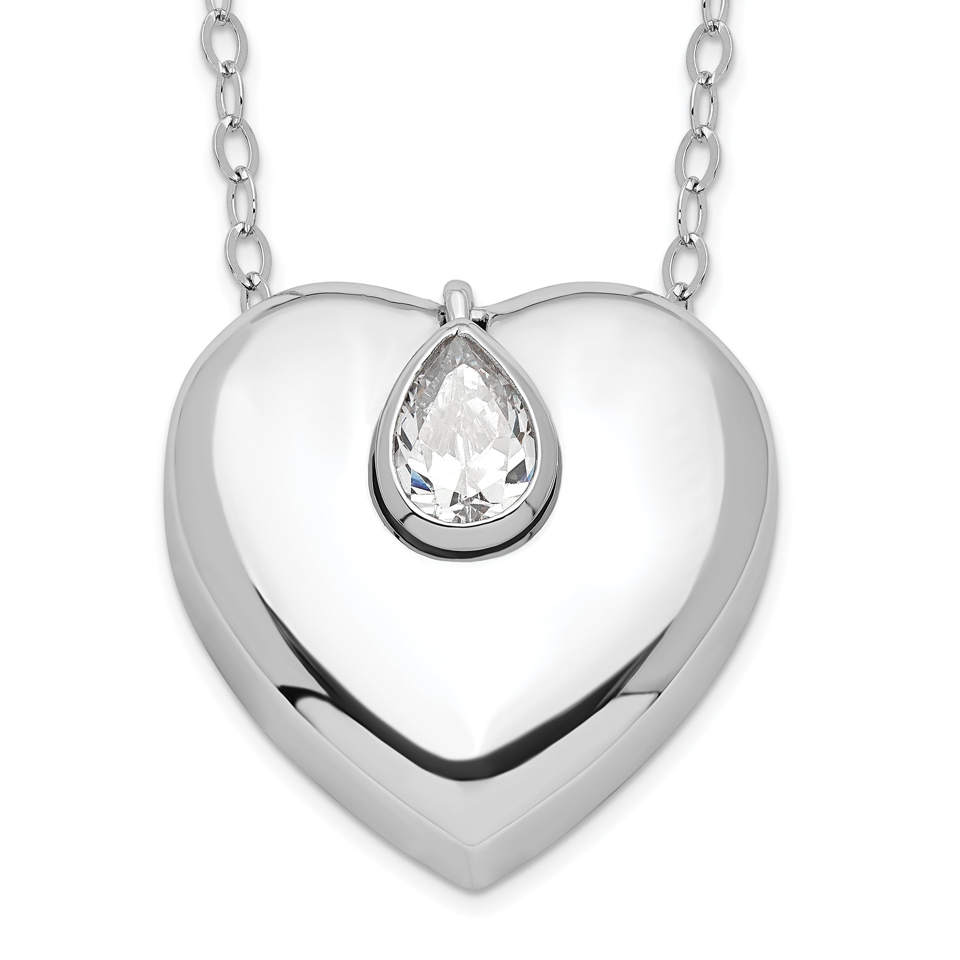 Sterling Silver Sentimental Expressions Rhodium-Plated Cz Missing You Ash Holder 18 Inch Necklace
