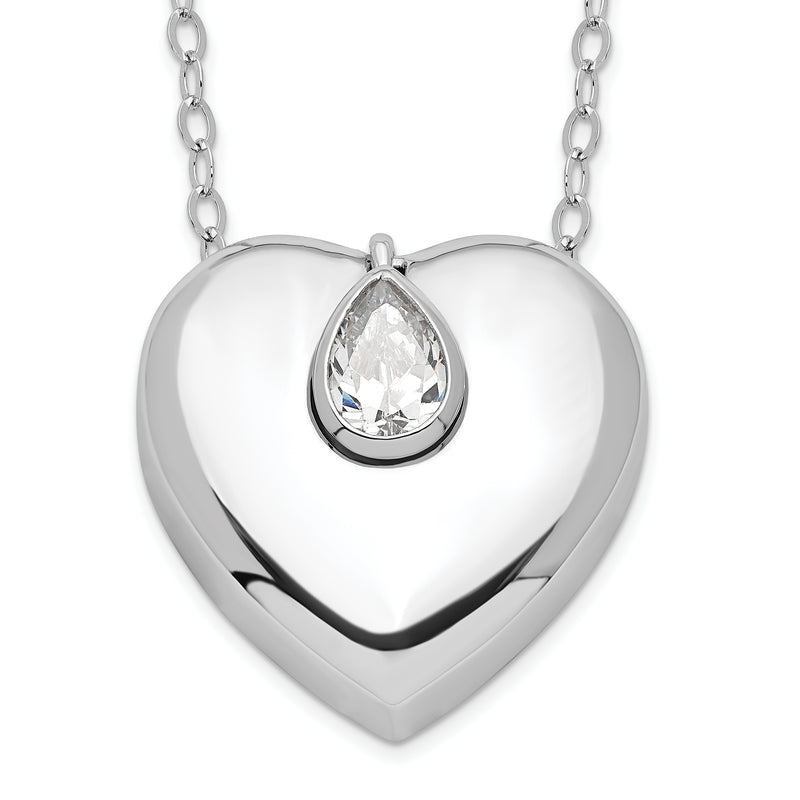 Sterling Silver Sentimental Expressions Rhodium-Plated Cz Missing You Ash Holder 18 Inch Necklace