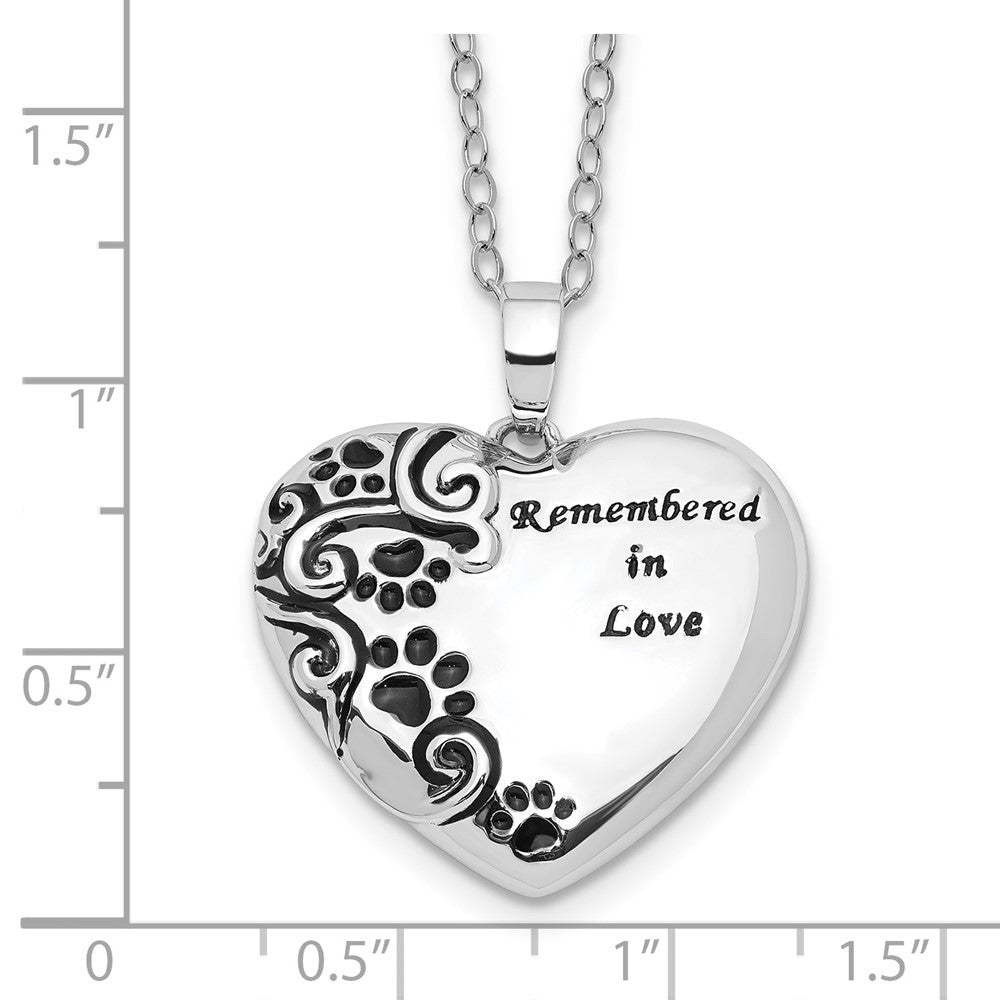 Sterling Silver Sentimental Expressions Rhodium-Plated Antiqued Pet Ash Holder 18 Inch Necklace