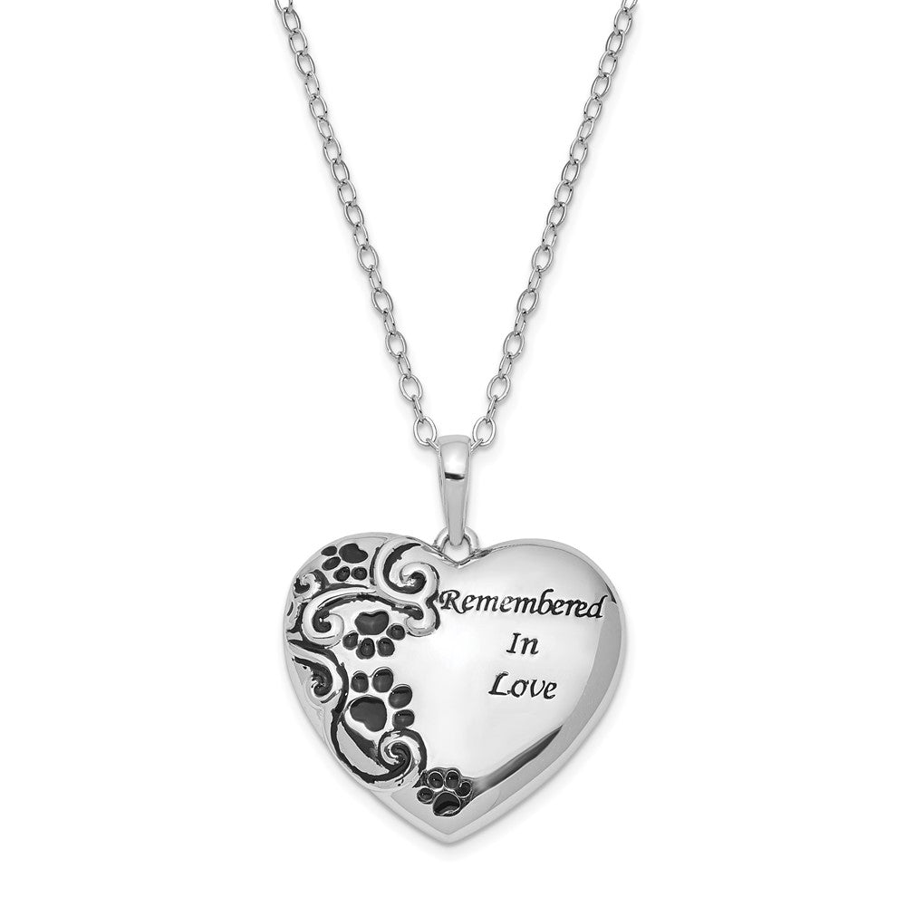 Sterling Silver Sentimental Expressions Rhodium-Plated Antiqued Pet Ash Holder 18 Inch Necklace
