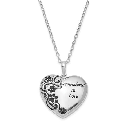 Sterling Silver Sentimental Expressions Rhodium-Plated Antiqued Pet Ash Holder 18 Inch Necklace