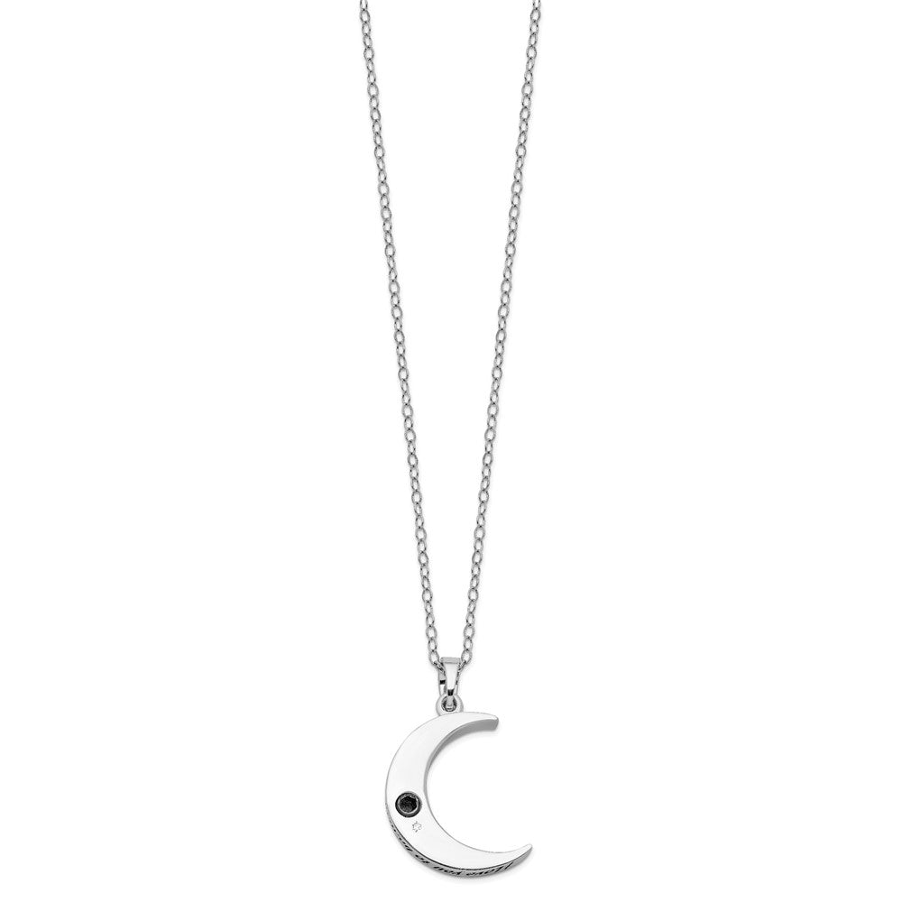 Sterling Silver Sentimental Expressions Rhodium-Plated Antiqued Quarter Moon Ash Holder 18 Inch Necklace