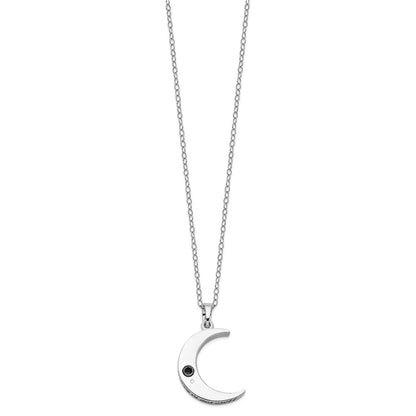 Sterling Silver Sentimental Expressions Rhodium-Plated Antiqued Quarter Moon Ash Holder 18 Inch Necklace