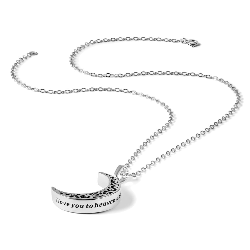Sterling Silver Sentimental Expressions Rhodium-Plated Antiqued Quarter Moon Ash Holder 18 Inch Necklace