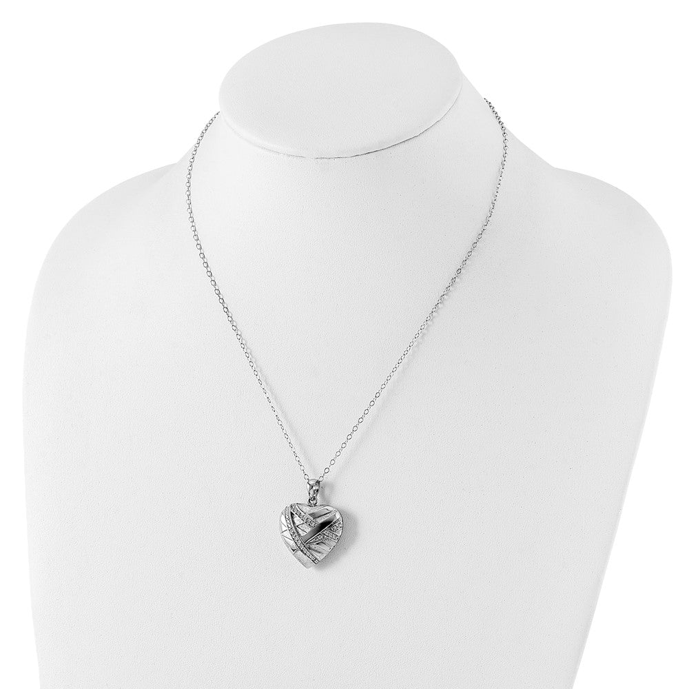 Sterling Silver Sentimental Expressions Cz Bandaged Heart Ash Holder 18 Inch Necklace