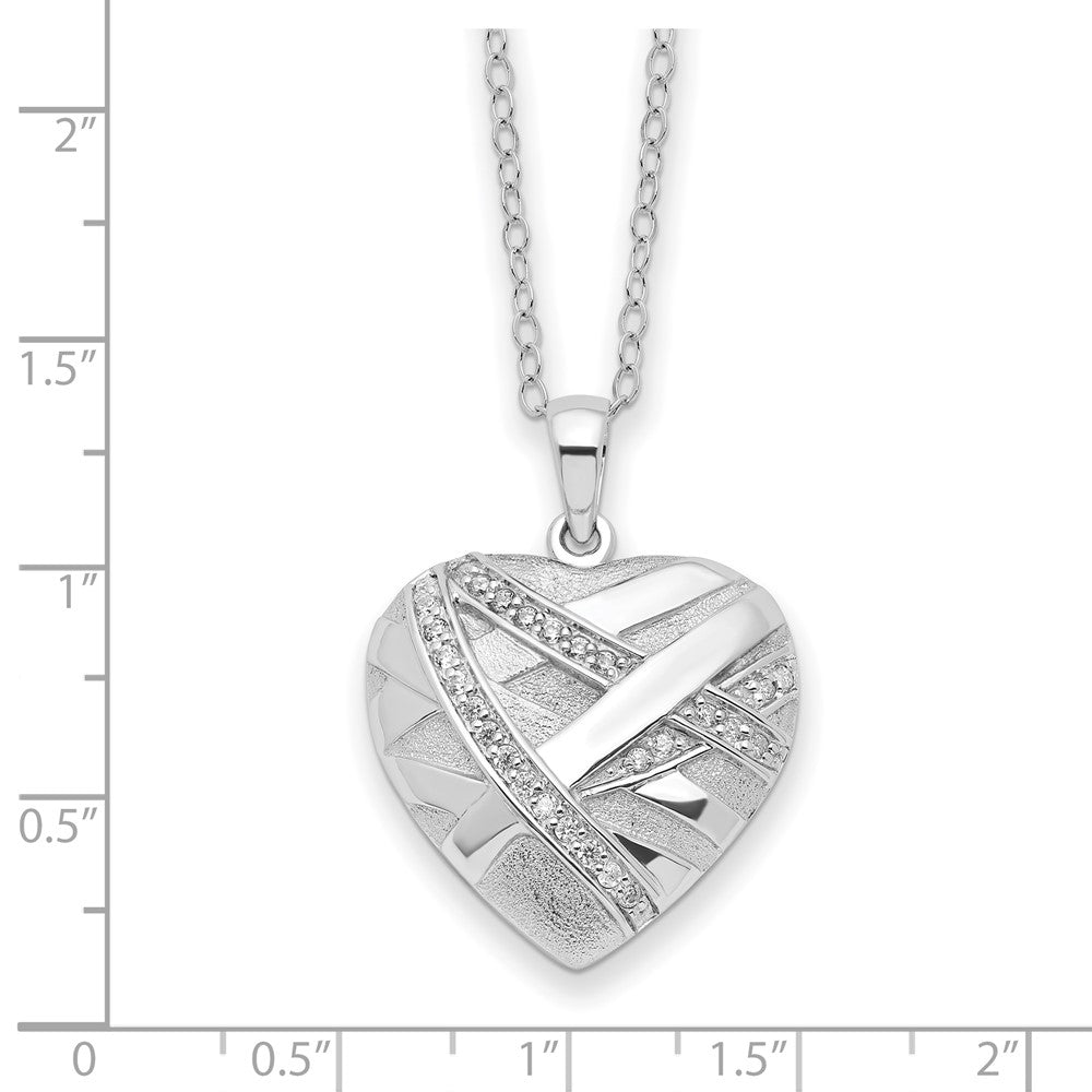 Sterling Silver Sentimental Expressions Cz Bandaged Heart Ash Holder 18 Inch Necklace