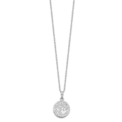 Sterling Silver Sentimental Expressions Antiqued In My Heart Ash Holder 18 Inch Necklace