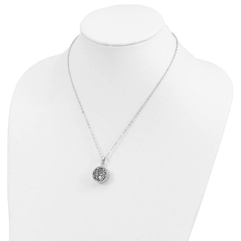 Sterling Silver Sentimental Expressions Antiqued In My Heart Ash Holder 18 Inch Necklace