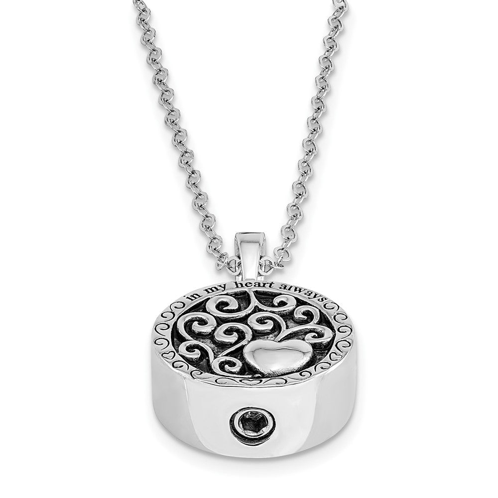 Sterling Silver Sentimental Expressions Antiqued In My Heart Ash Holder 18 Inch Necklace