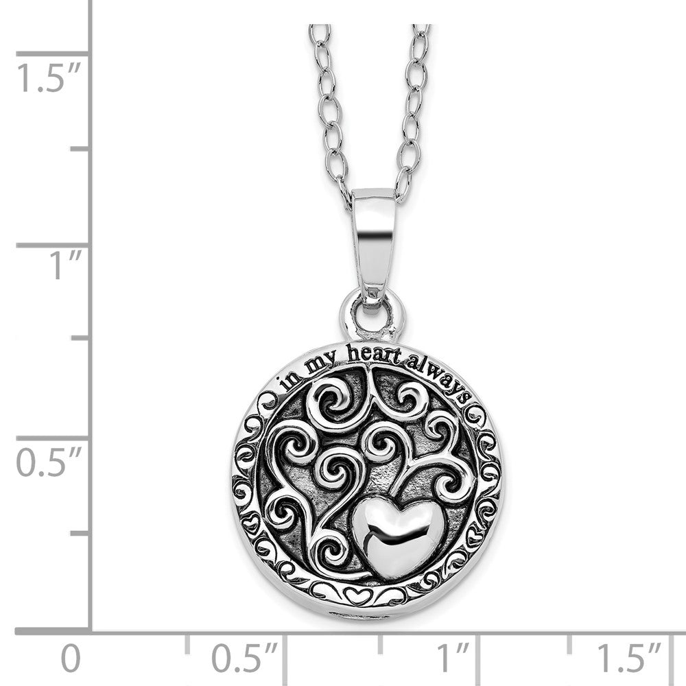 Sterling Silver Sentimental Expressions Antiqued In My Heart Ash Holder 18 Inch Necklace