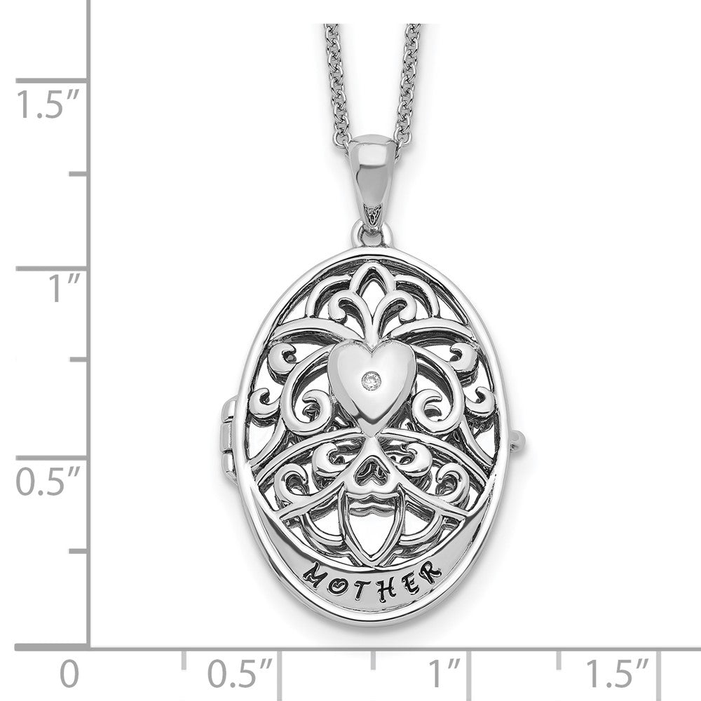 Sterling Silver Sentimental Expressions Rhodium-Plated Cz Antiqued Mother I Love You More 18In. Necklace