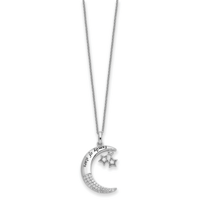 Sterling Silver Sentimental Expressions Rhodium-Plated Cz Antiqued Family Of Stars 18 Inch Necklace