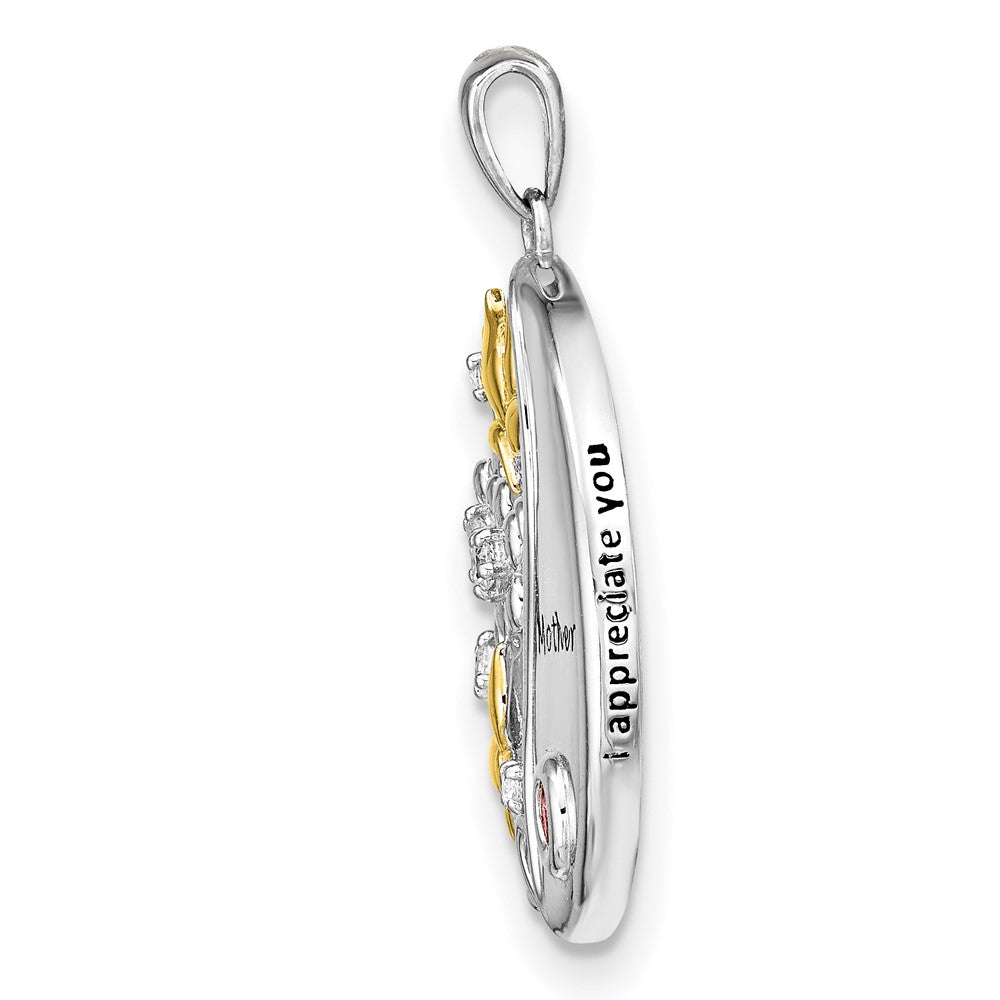 Sterling Silver Sentimental Expressions Gold-Tone Pink And Clear Cz Mother Heart 18In Necklace