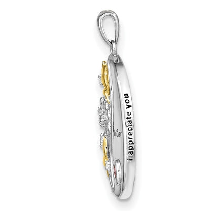 Sterling Silver Sentimental Expressions Gold-Tone Pink And Clear Cz Mother Heart 18In Necklace
