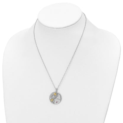 Sterling Silver Sentimental Expressions Gold-Tone Pink And Clear Cz Mother Heart 18In Necklace