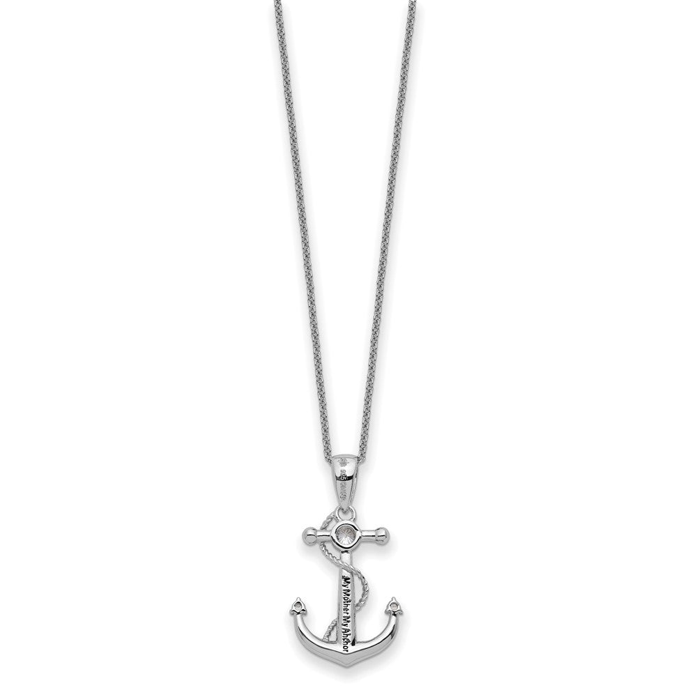 Sterling Silver Sentimental Expressions Rhodium-Plated Cz My Mother Anchor 18In Necklace