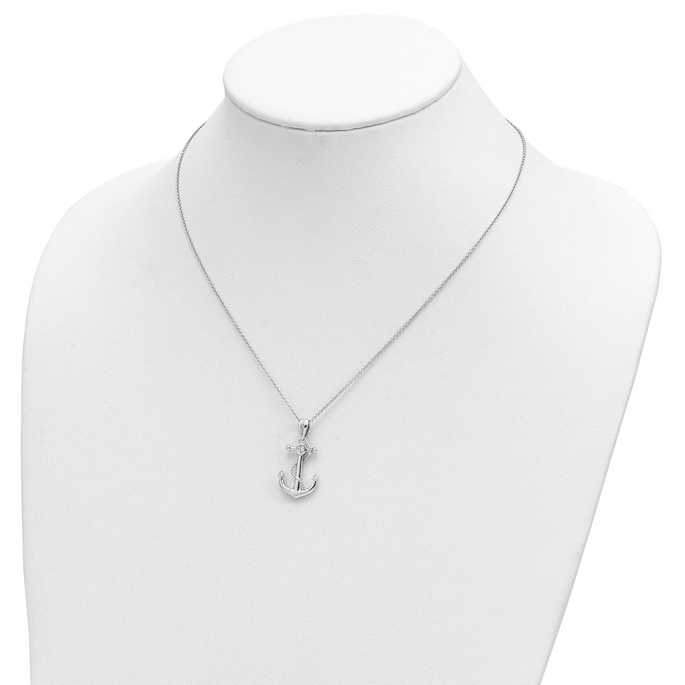 Sterling Silver Sentimental Expressions Rhodium-Plated Cz My Mother Anchor 18In Necklace