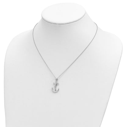 Sterling Silver Sentimental Expressions Rhodium-Plated Cz My Mother Anchor 18In Necklace