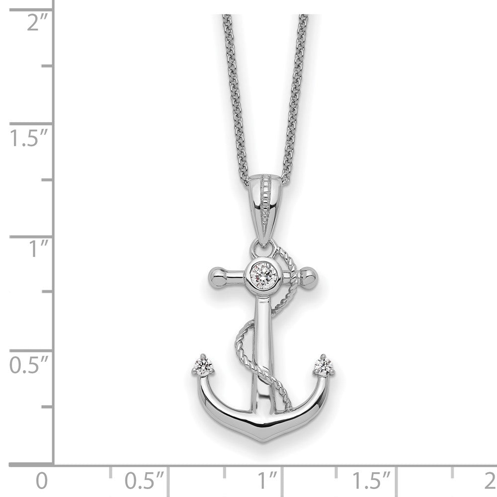 Sterling Silver Sentimental Expressions Rhodium-Plated Cz My Mother Anchor 18In Necklace