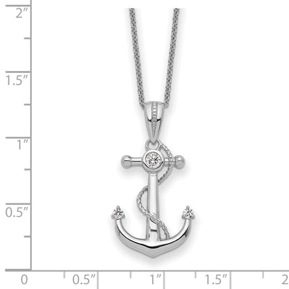 Sterling Silver Sentimental Expressions Rhodium-Plated Cz My Mother Anchor 18In Necklace