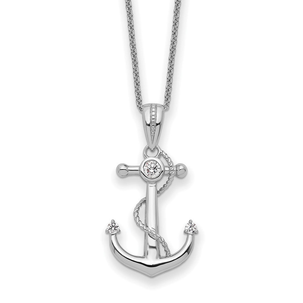 Sterling Silver Sentimental Expressions Rhodium-Plated Cz My Mother Anchor 18In Necklace
