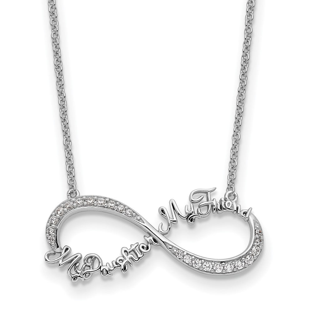 Sterling Silver Sentimental Expressions Rhodium-Plated Cz My Daughter Friend 18In Necklace