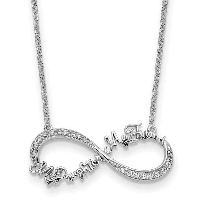 Sterling Silver Sentimental Expressions Rhodium-Plated Cz My Daughter Friend 18In Necklace