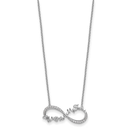 Sterling Silver Sentimental Expressions Rhodium-Plated Cz My Mother Friend 18In Necklace