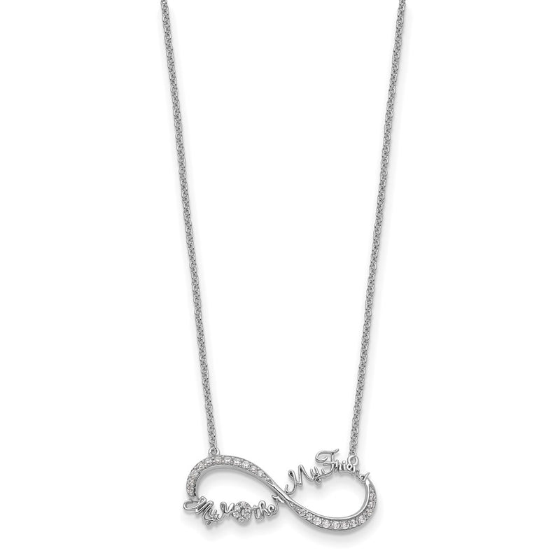 Sterling Silver Sentimental Expressions Rhodium-Plated Cz My Mother Friend 18In Necklace