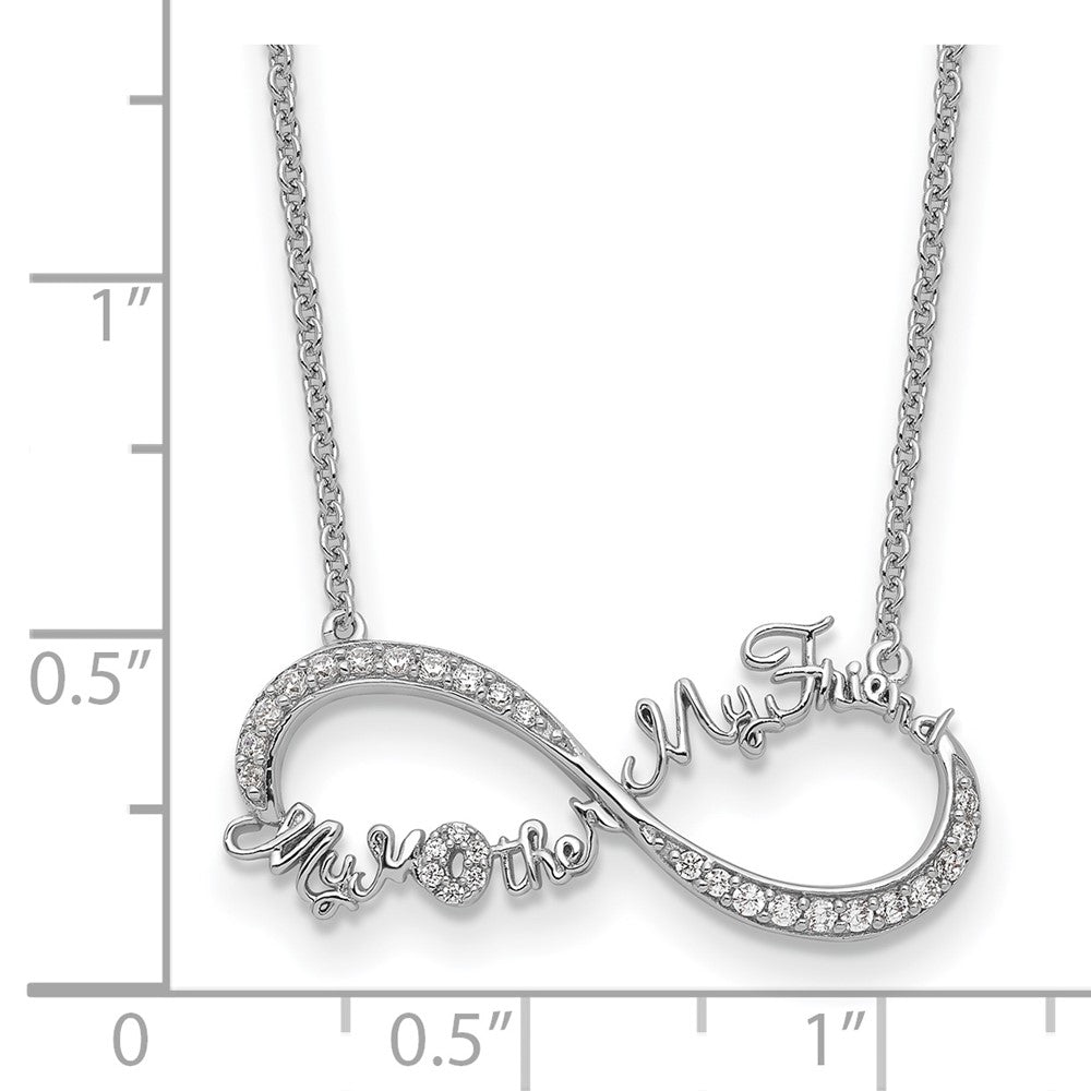 Sterling Silver Sentimental Expressions Rhodium-Plated Cz My Mother Friend 18In Necklace