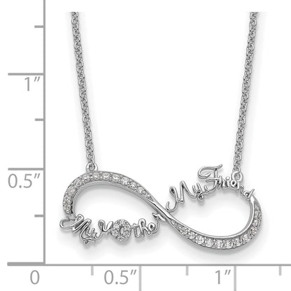 Sterling Silver Sentimental Expressions Rhodium-Plated Cz My Mother Friend 18In Necklace